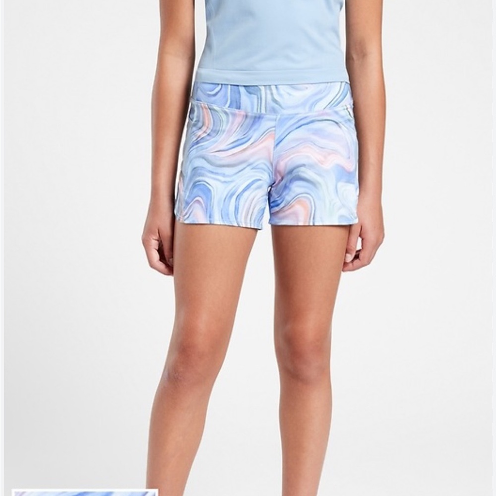 Athleta Girl Record Breaker Marble Pattern Shorts - daydream